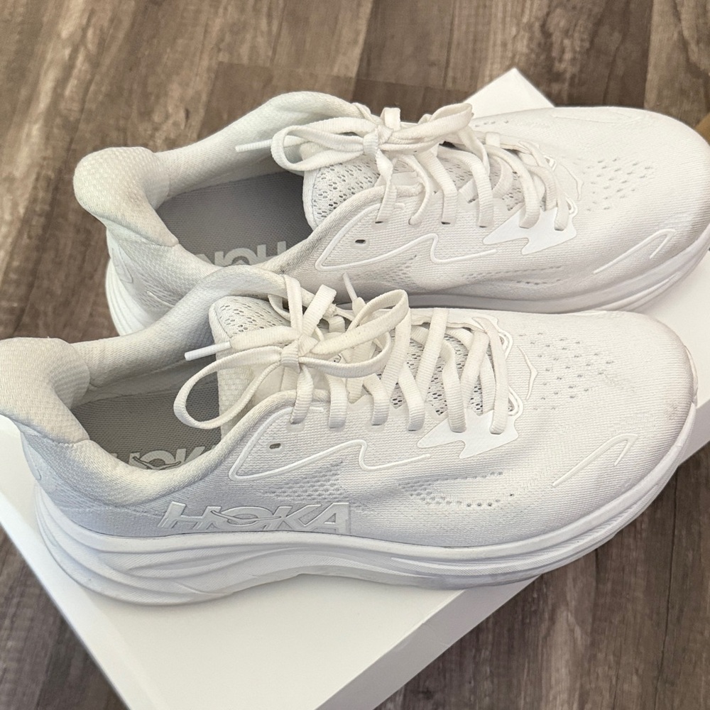 Hoka Women's All-White Sneakers 10D (wide)